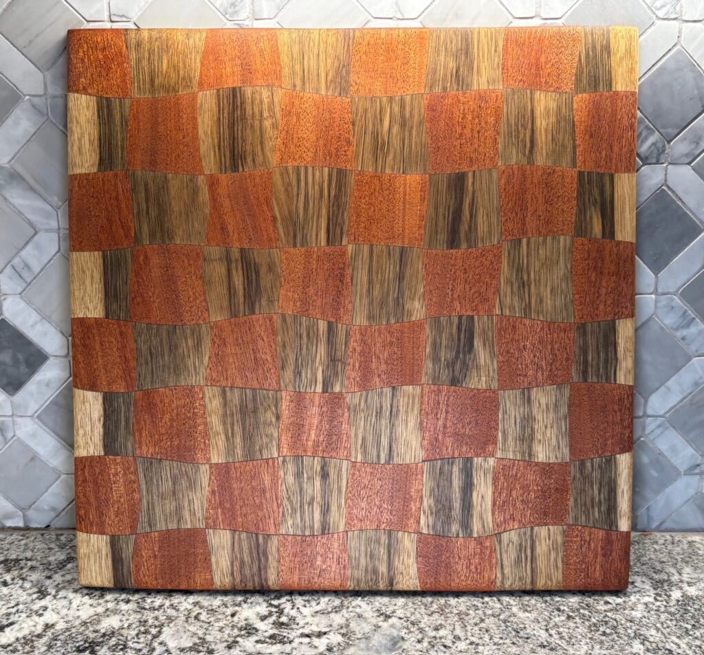 Drunken Checkerboard Cutting & Game Board — Mahogany and Black Limba