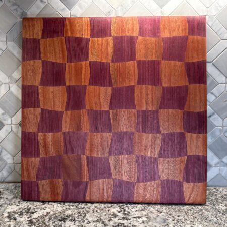 Drunken Checkerboard Cutting & Game Board — Mahogany and Purple Heart