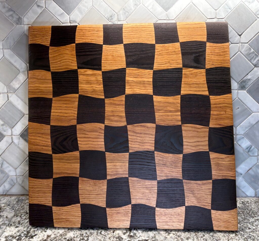 Drunken Checkerboard Cutting & Game Board — Roasted Ash and Oak