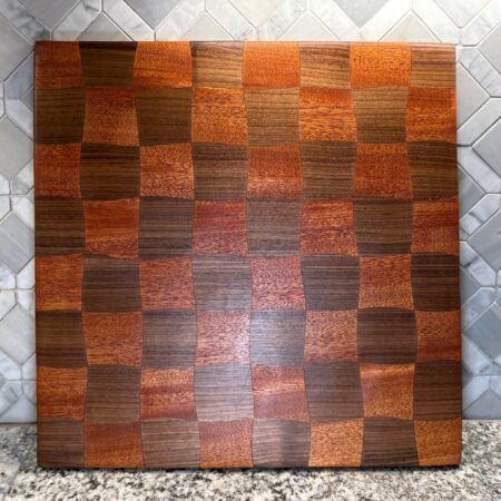 Drunken Checkerboard Cutting & Game Board — Mahogany and Walnut
