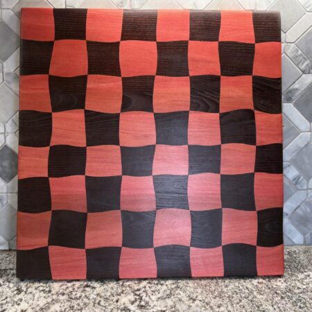 Drunken Checkerboard Cutting & Game Board — Pink Heart and Roasted Ash