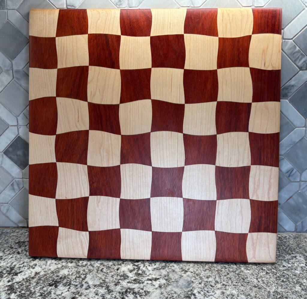 Drunken Checkerboard Cutting & Game Board — Maple and Blood Wood